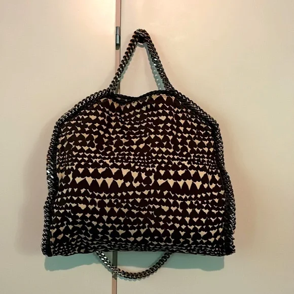 Stella McCartney Rare Falabella in Cream, Black Hearts Canvas, 2014 limited run